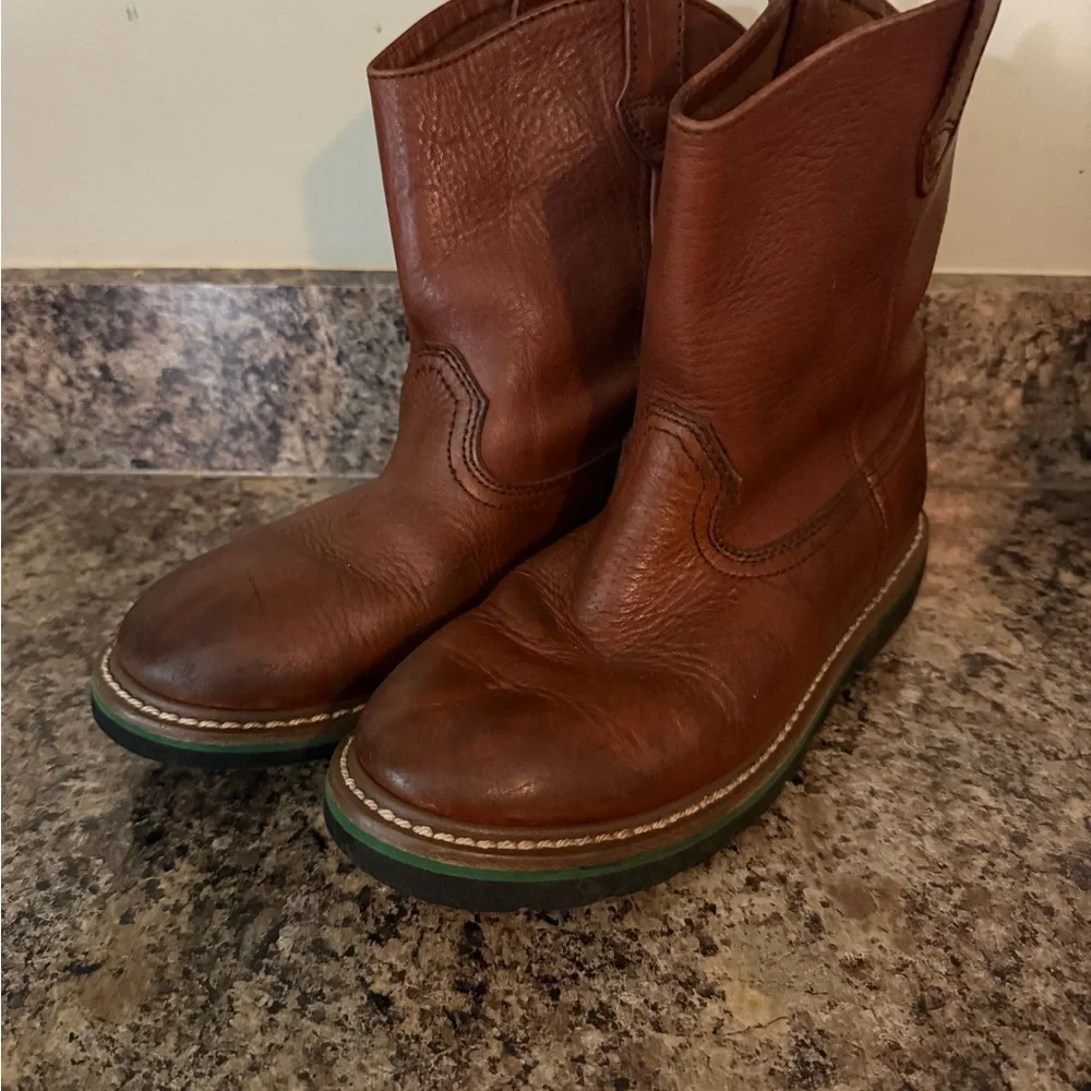 John Deere Brown Leather Boots - Youth 5 1/2